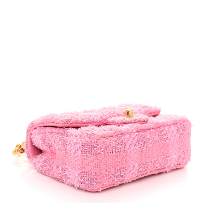 Chanel Tweed Quilted Pearl Twist Mini Square Flap Pink Dark Pink 4 of 11
