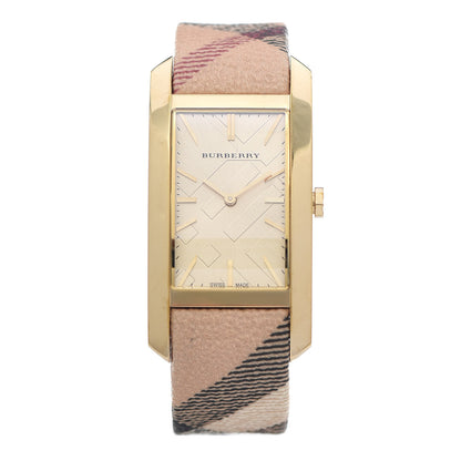 Burberry Stainless Steel Calfskin 25mm Heritage Nova Check Quartz Watch Gold BU9407 1 of 5