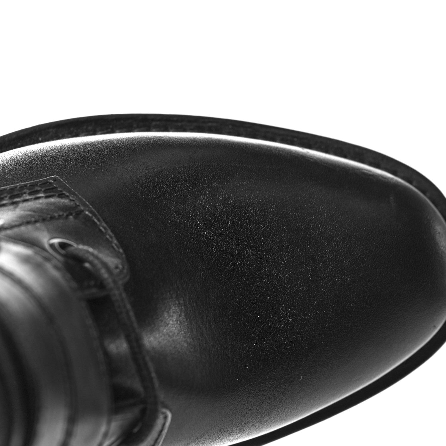 Saint Laurent Smooth Calfskin Studded Strap Rangers Boots 36 Black 14 of 20