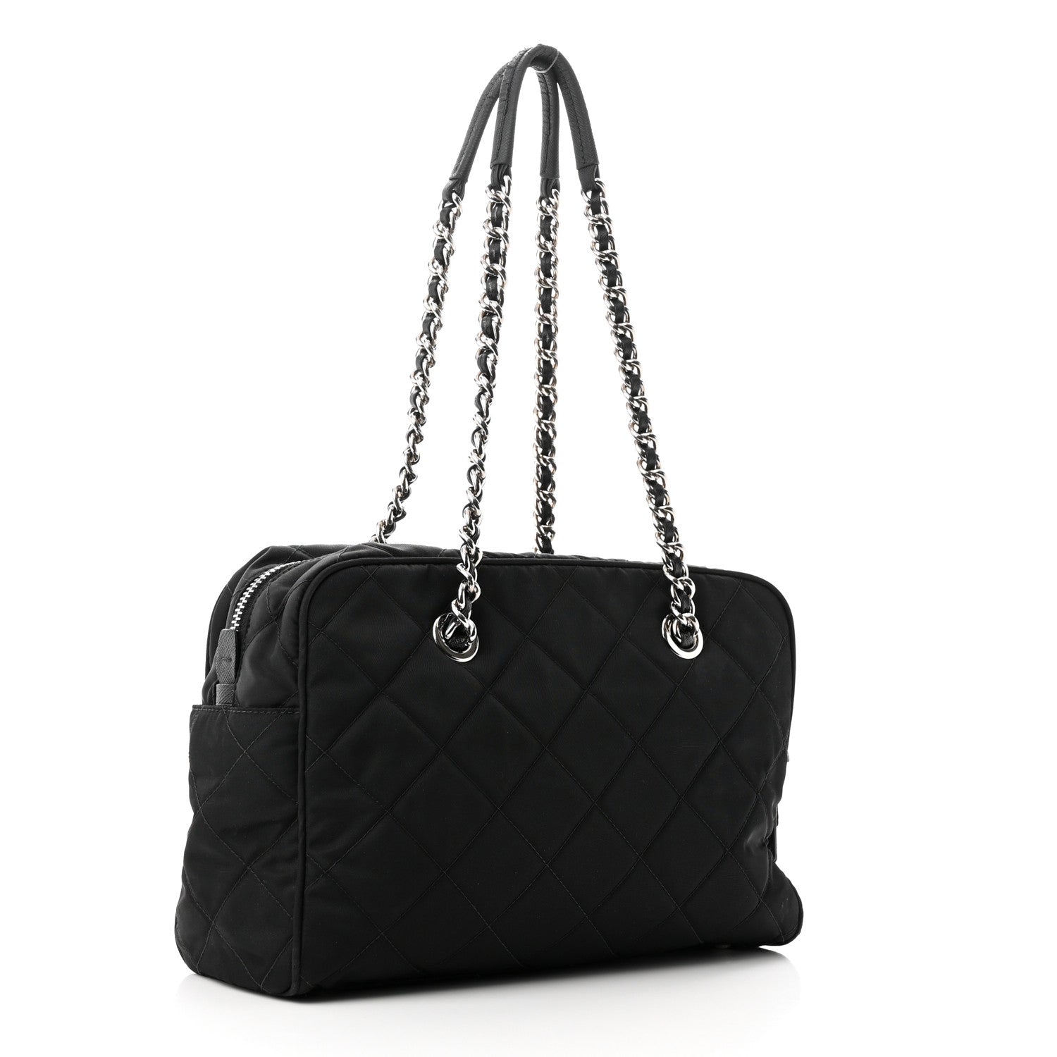 Prada Nylon Tessuto Impuntu Quilted Shoulder Bag Black 3 of 10