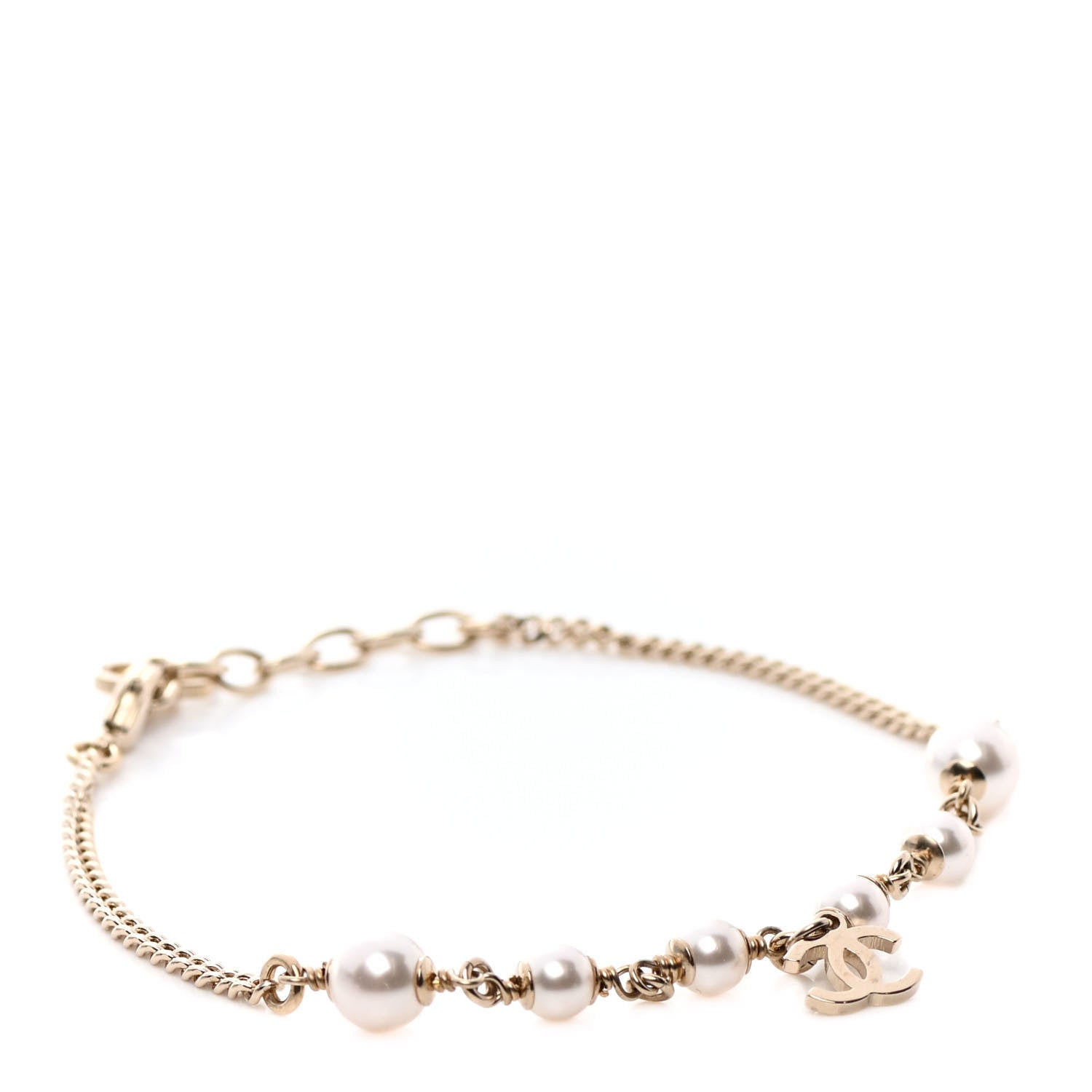 Chanel Pearl CC Chain Anklet Gold Pearly White 1 of 4