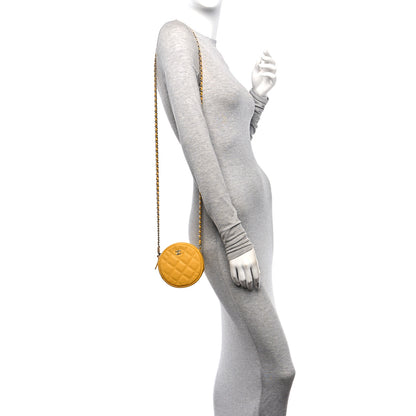 Chanel Caviar Quilted Round Clutch With Chain Yellow 2 of 11