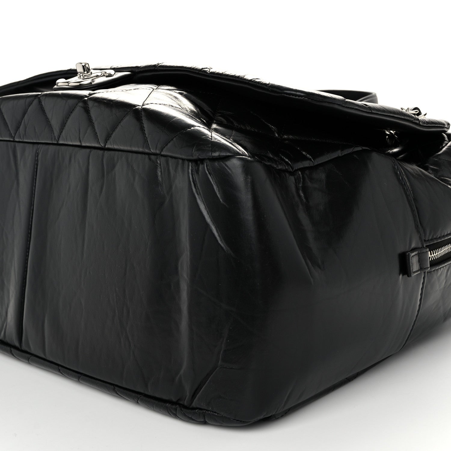 Chanel Aged Calfskin Quilted Large Express Bowling Bag Black 10 of 10