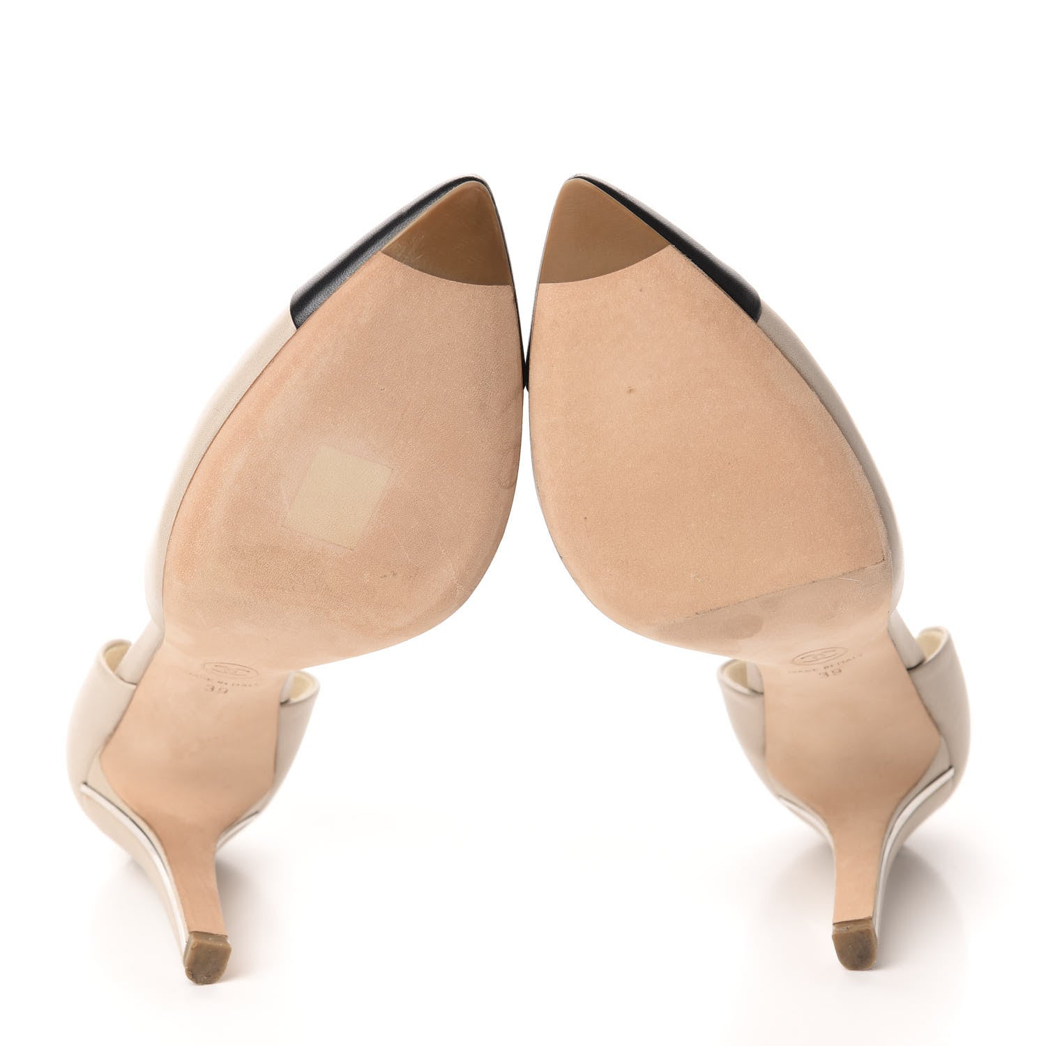 Chanel Lambskin Cap Toe d'Orsay Pumps 39 Beige Black 6 of 11