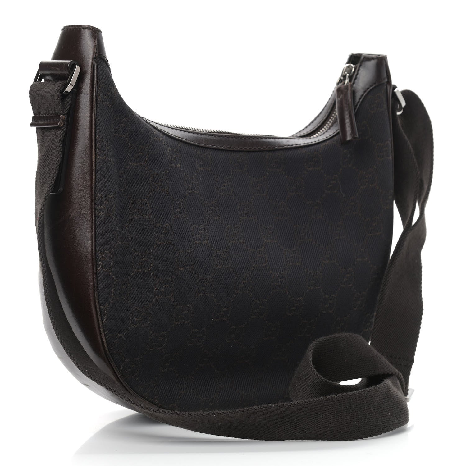 Gucci Denim Monogram Shoulder Bag Brown 3 of 18
