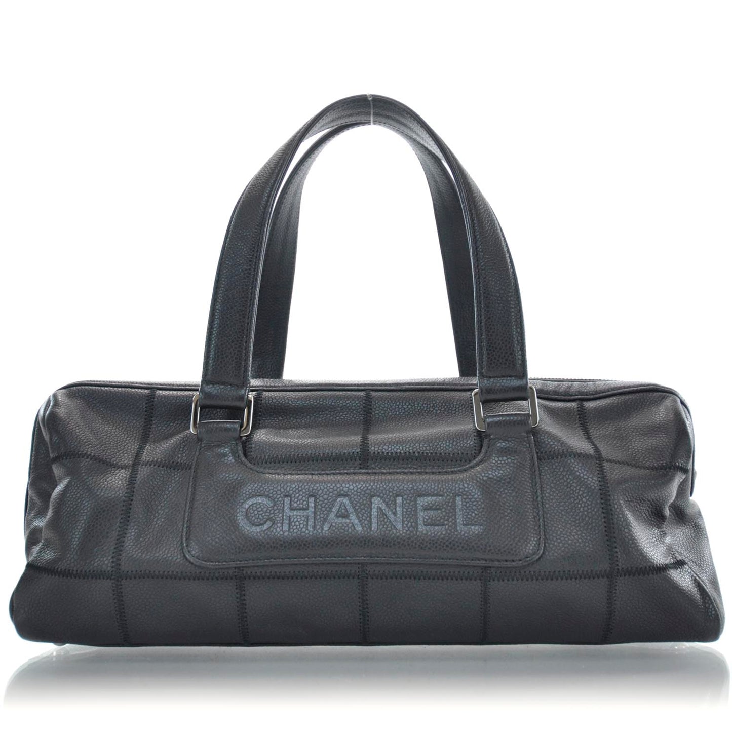 Caviar Square Stitched Satchel Black