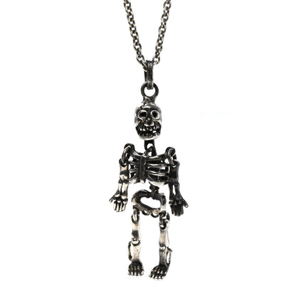 Saint Laurent Brass Skeleton Chain Necklace Silver 4 of 6