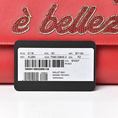 Dolce & Gabbana Vitello Embellished L'amore Wallet On Chain Rosso 10 of 11