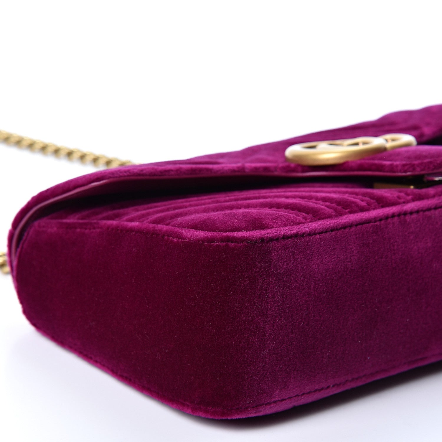 Gucci Velvet Matelasse Small GG Marmont Shoulder Bag Fuchsia Violet Cyclamen 8 of 9