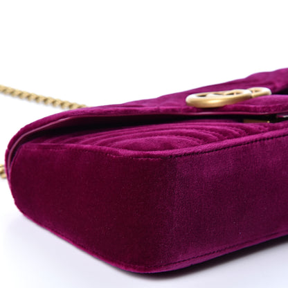Gucci Velvet Matelasse Small GG Marmont Shoulder Bag Fuchsia Violet Cyclamen 8 of 9
