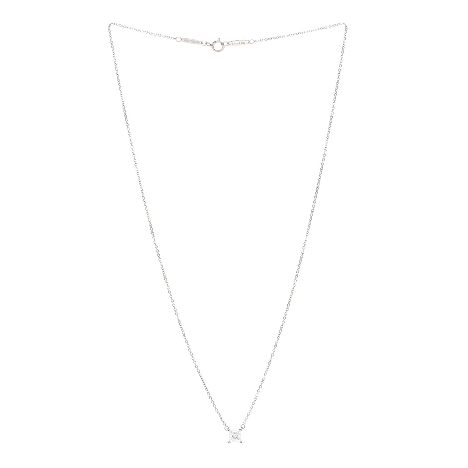 Tiffany Platinum Diamond .47ct Solitaire Pendant Necklace 3 of 5