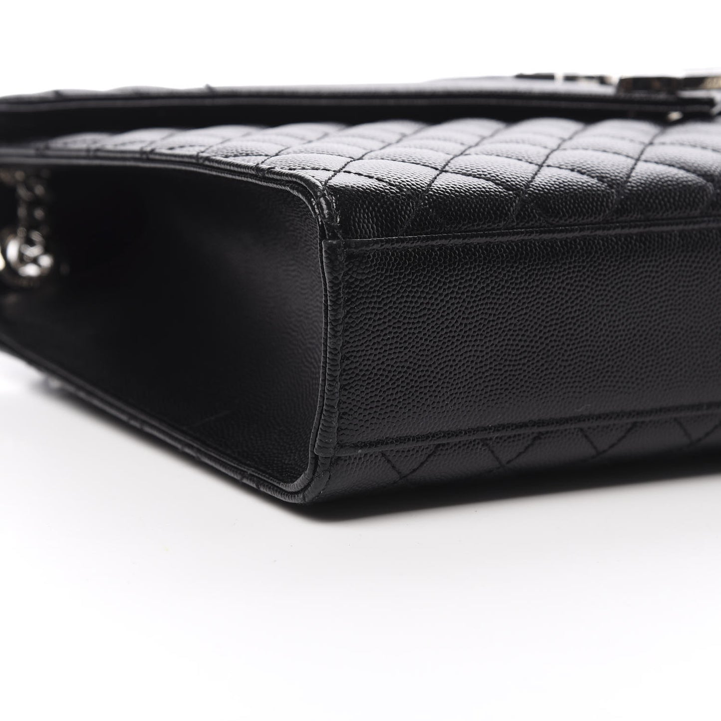 Grain De Poudre Textured Mixed Matelasse Large Triquilt Monogram Satchel Black