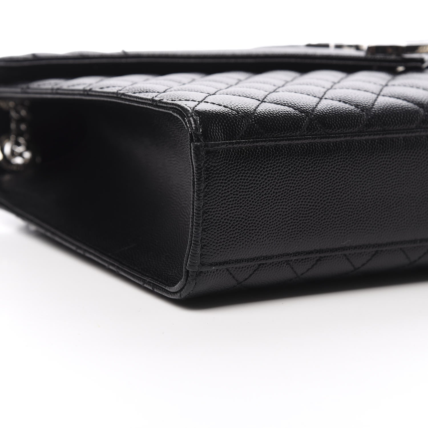 Saint Laurent Grain De Poudre Textured Mixed Matelasse Large Triquilt Monogram Satchel Black 9 of 12
