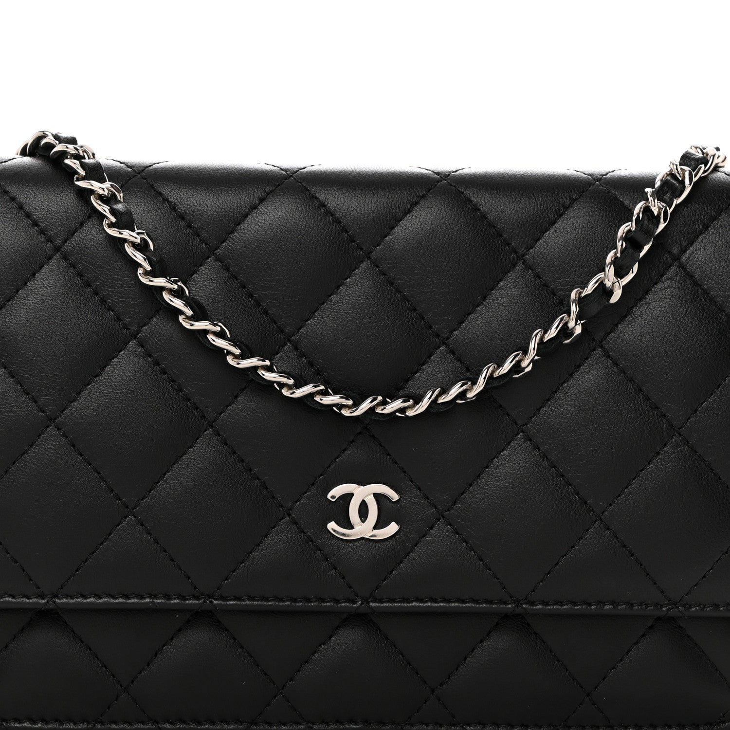 Chanel Lambskin Quilted Wallet On Chain WOC Black 8 of 10