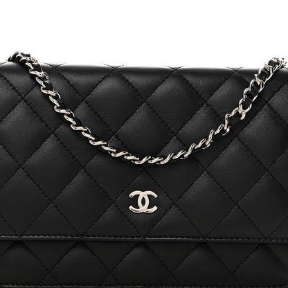 Chanel Lambskin Quilted Wallet On Chain WOC Black 8 of 10