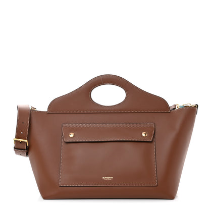 Burberry Soft Calfskin Small Pocket Tote Bag Tan 1 of 16