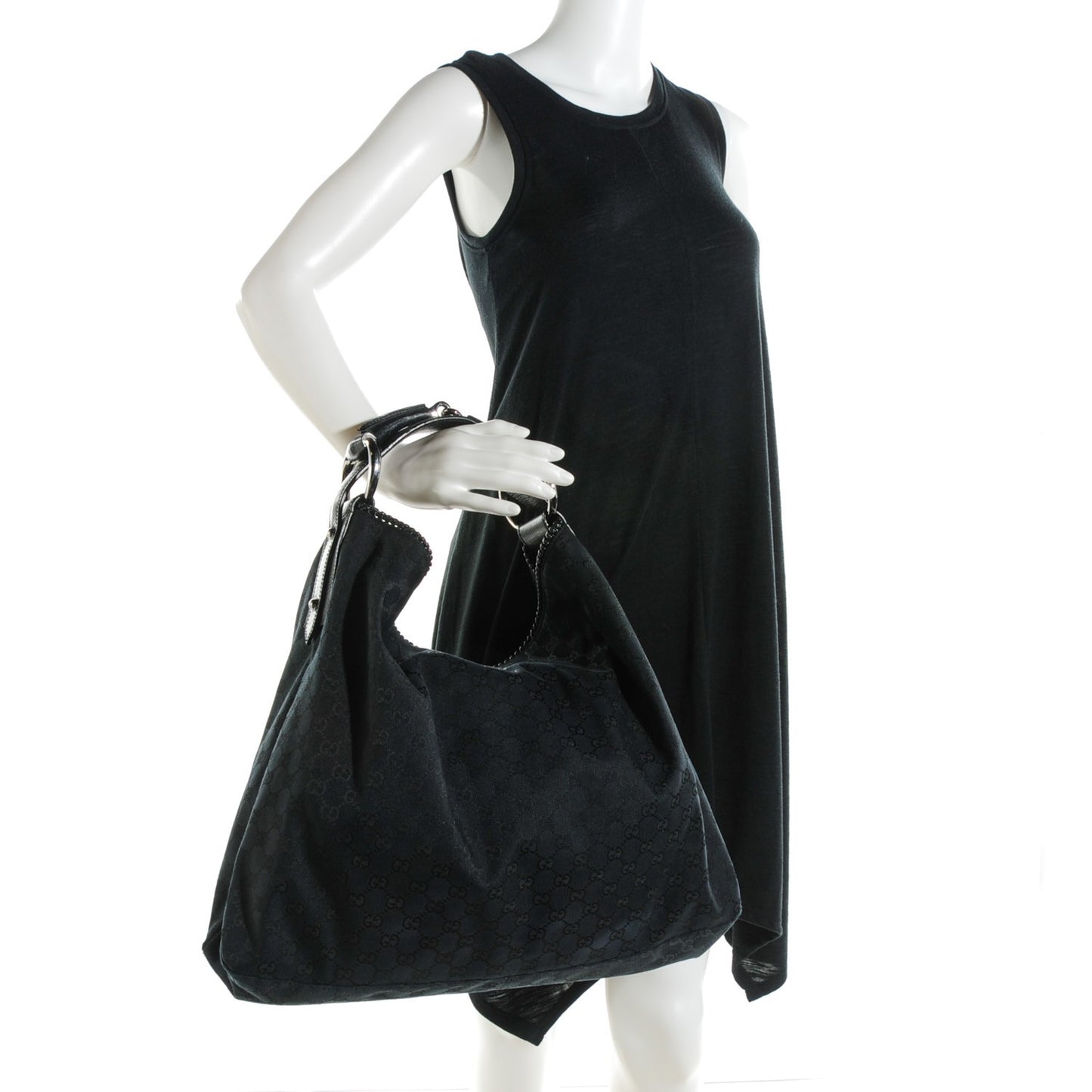 Monogram Large Horsebit Chain Hobo Black