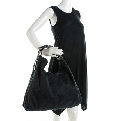 Gucci Monogram Large Horsebit Chain Hobo Black 2 of 7