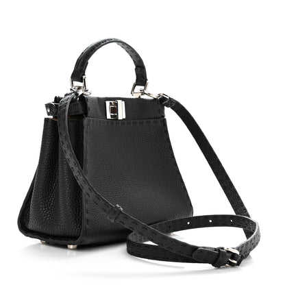 Fendi Cuoio Romano Selleria Bi-Color Mini Peekaboo Iconic Satchel Black Mou 2 of 10