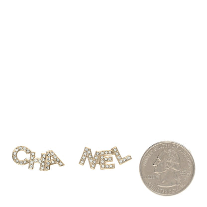 Chanel Crystal Pearl Signature Stud Earrings Gold 2 of 5