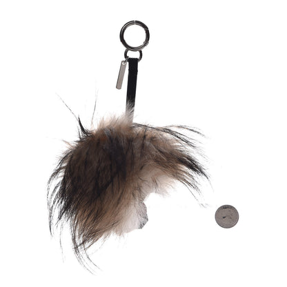 Fendi Vitello Flamingo Fox Fur Flurry Monster Bag Bug Cube Charm White 2 of 3