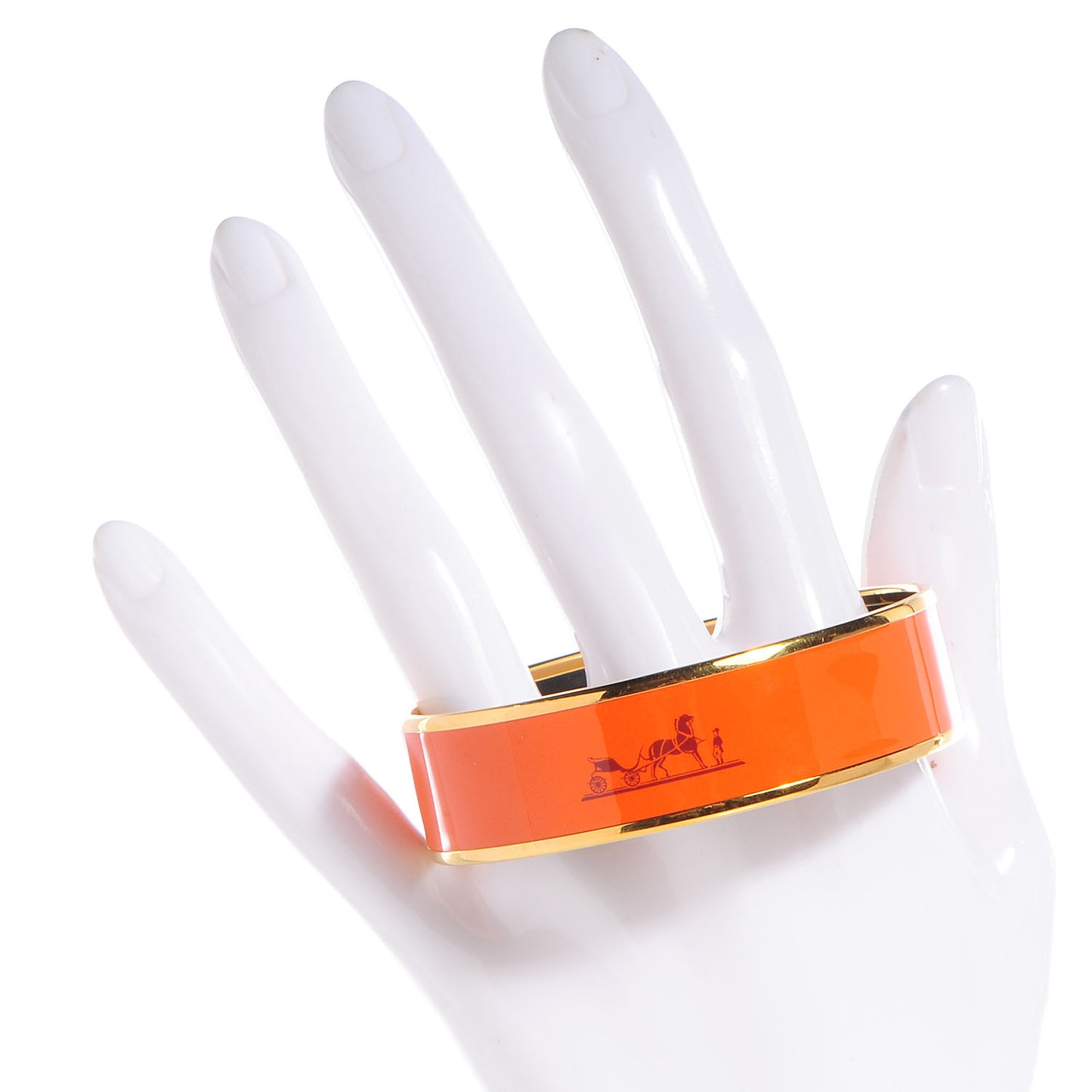 Enamel Printed Caleche Wide Bracelet 62 Orange