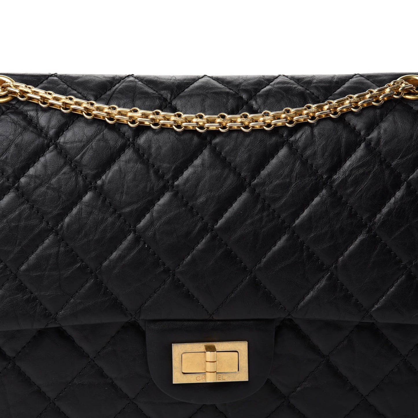 Aged Calfskin Quilted 2.55 Reissue 227 Flap Black