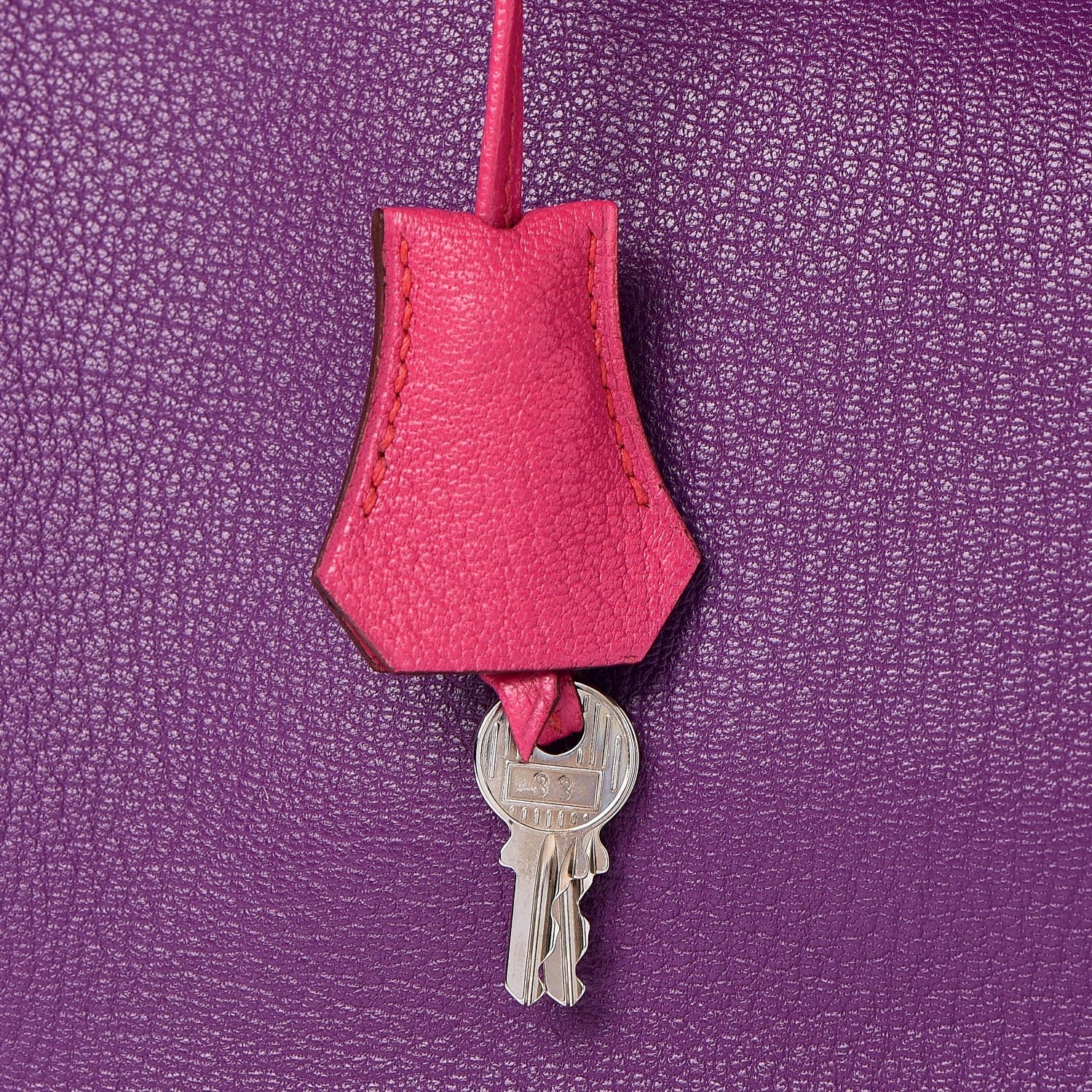 Hermes Chevre Mangalore Bi-Color Horseshoe Birkin 35 Ultraviolet Rose Tyrien 33 of 35