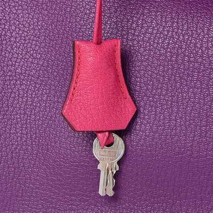 Hermes Chevre Mangalore Bi-Color Horseshoe Birkin 35 Ultraviolet Rose Tyrien 33 of 35