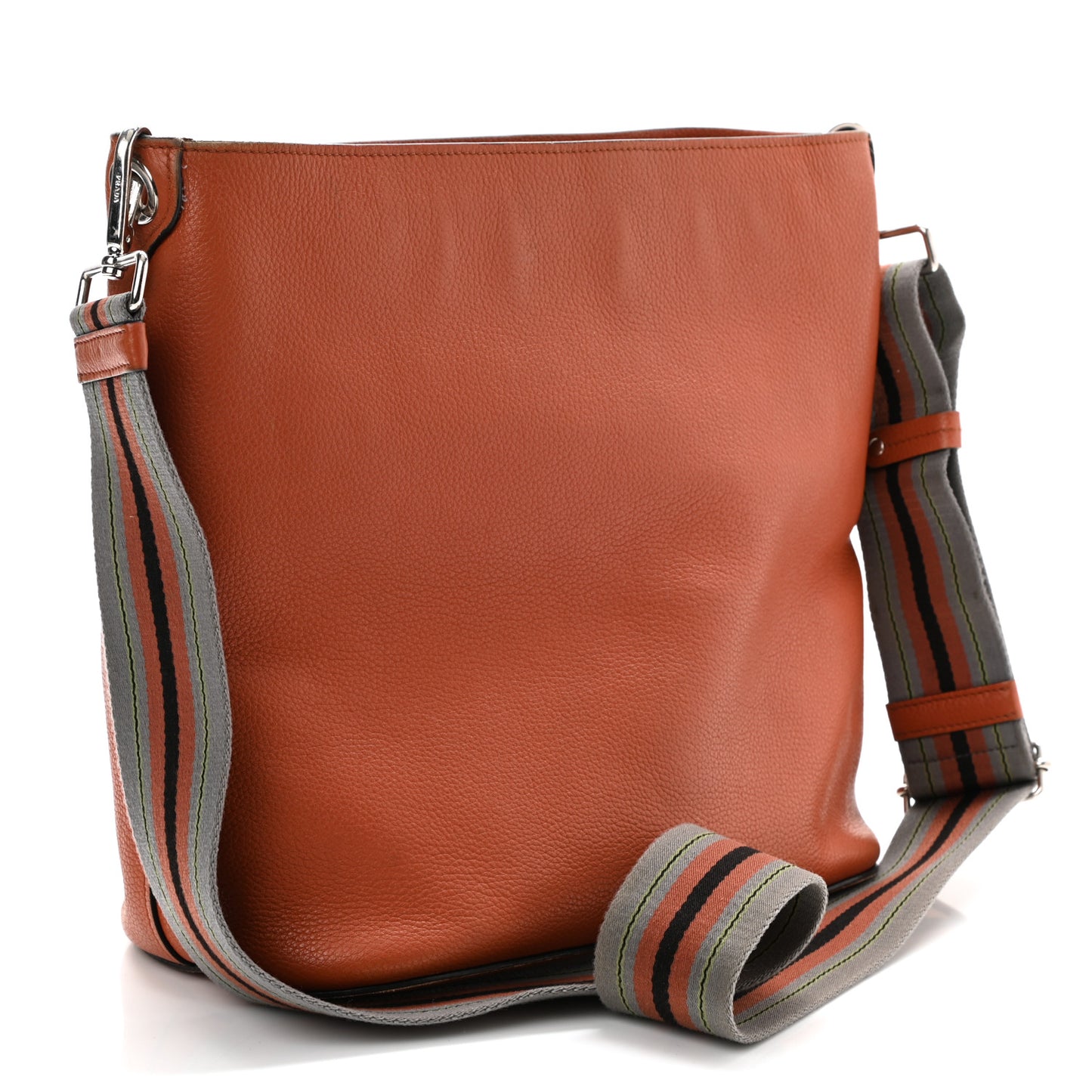 Vitello Phenix Embossed Logo Shoulder Bag Papaya