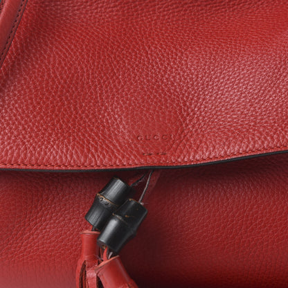 Gucci Pebbled Calfskin Medium Bamboo Daily Flap Shoulder Bag Red 9 of 9