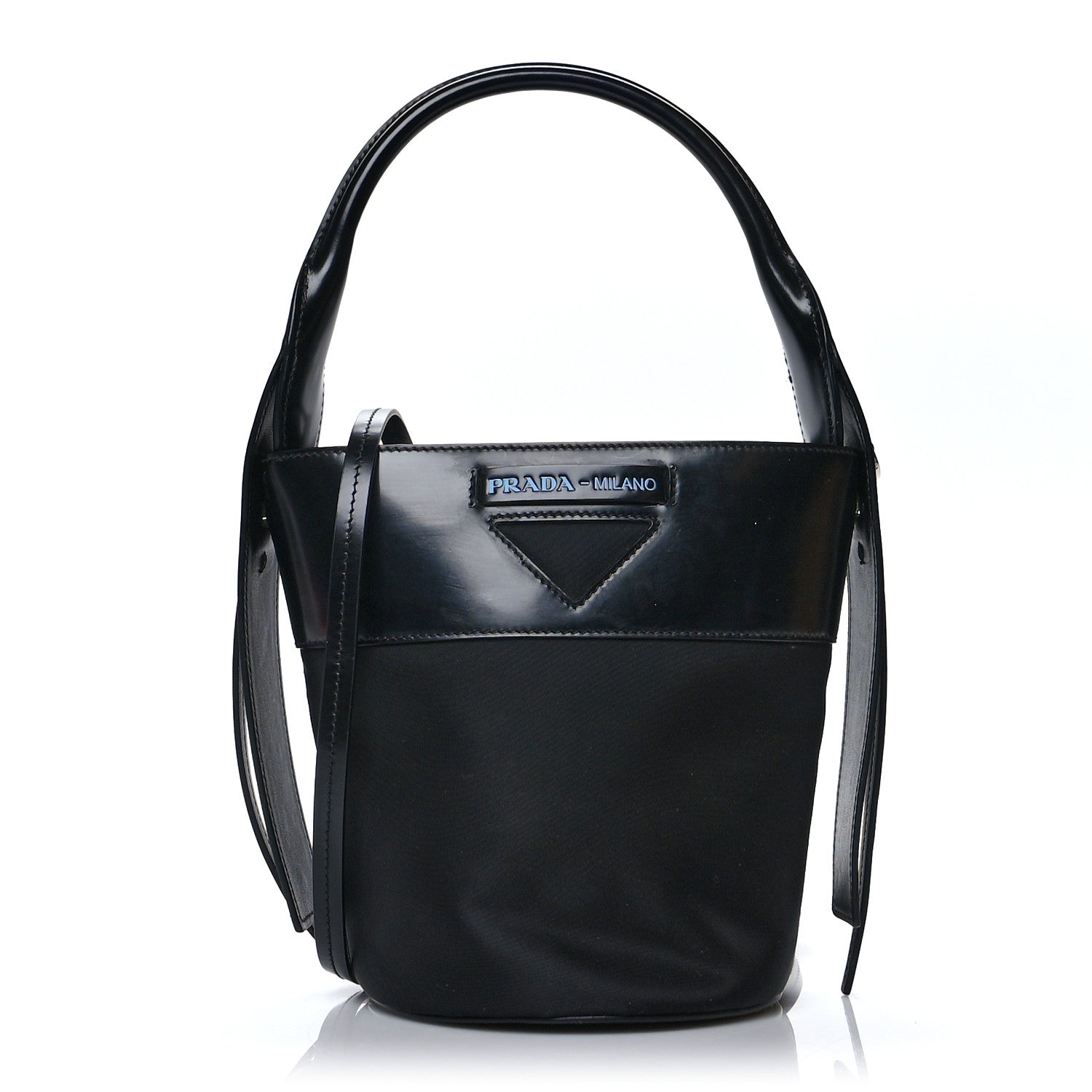 Prada Tessuto Spazzolato Ouverture Bucket Bag Black 1 of 9