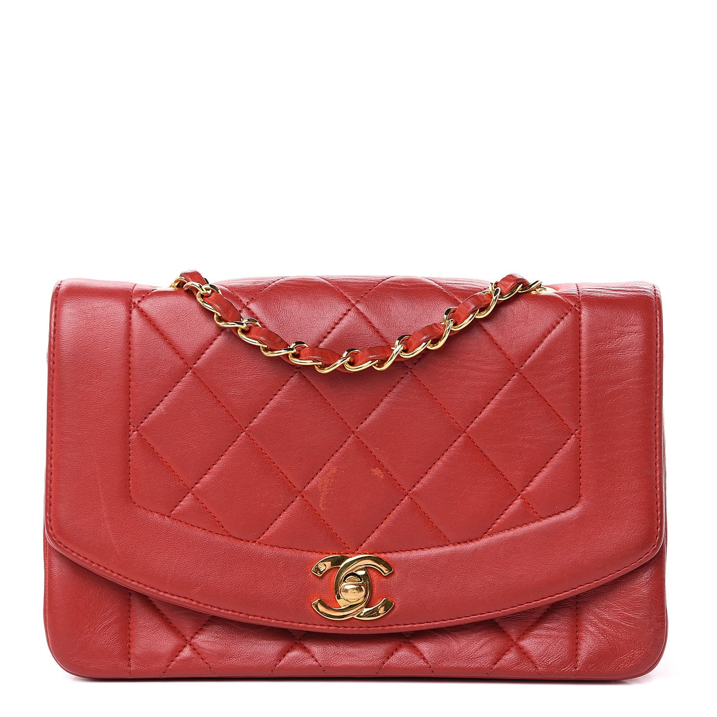 Lambskin Quilted Small Single Flap Red