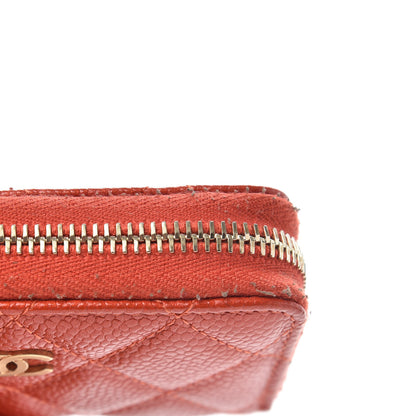 Chanel Pearly Caviar Quilted Zip Coin Purse Orange 9 of 10