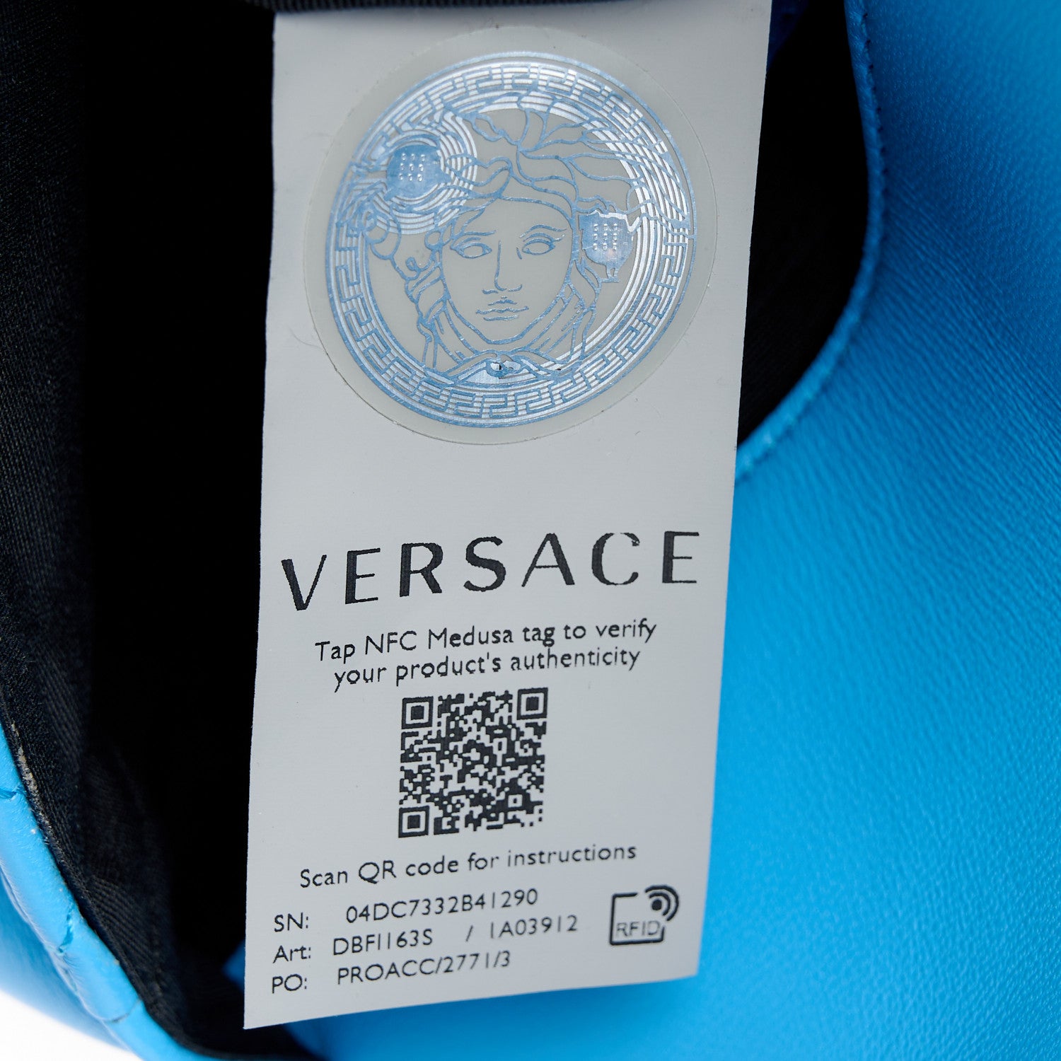Versace Nappa Quilted Small Medusa Chain Crossbody Blue 7 of 10