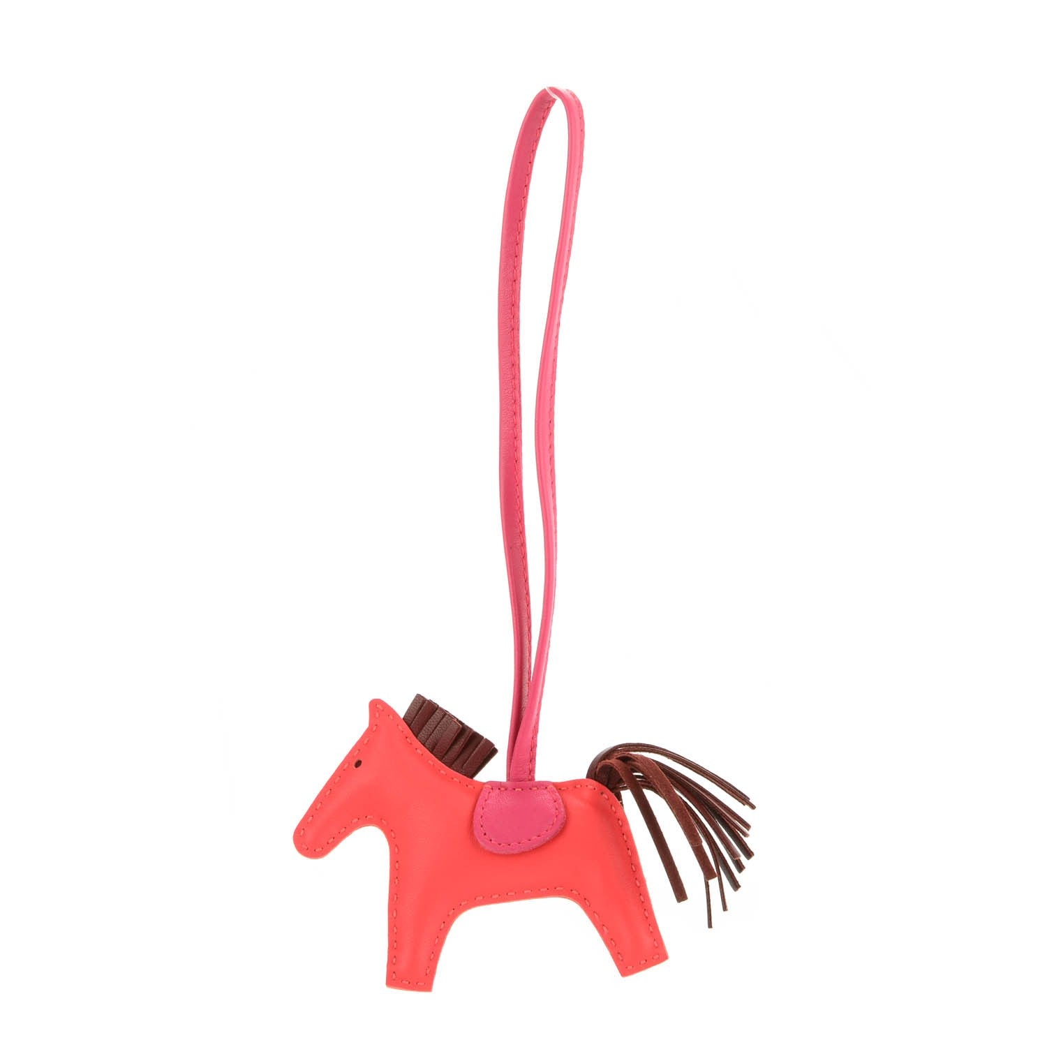Hermes Milo Lambskin Grigri Rodeo Bag Charm PM Rose Jaipur Shocking Rouge H 1 of 4