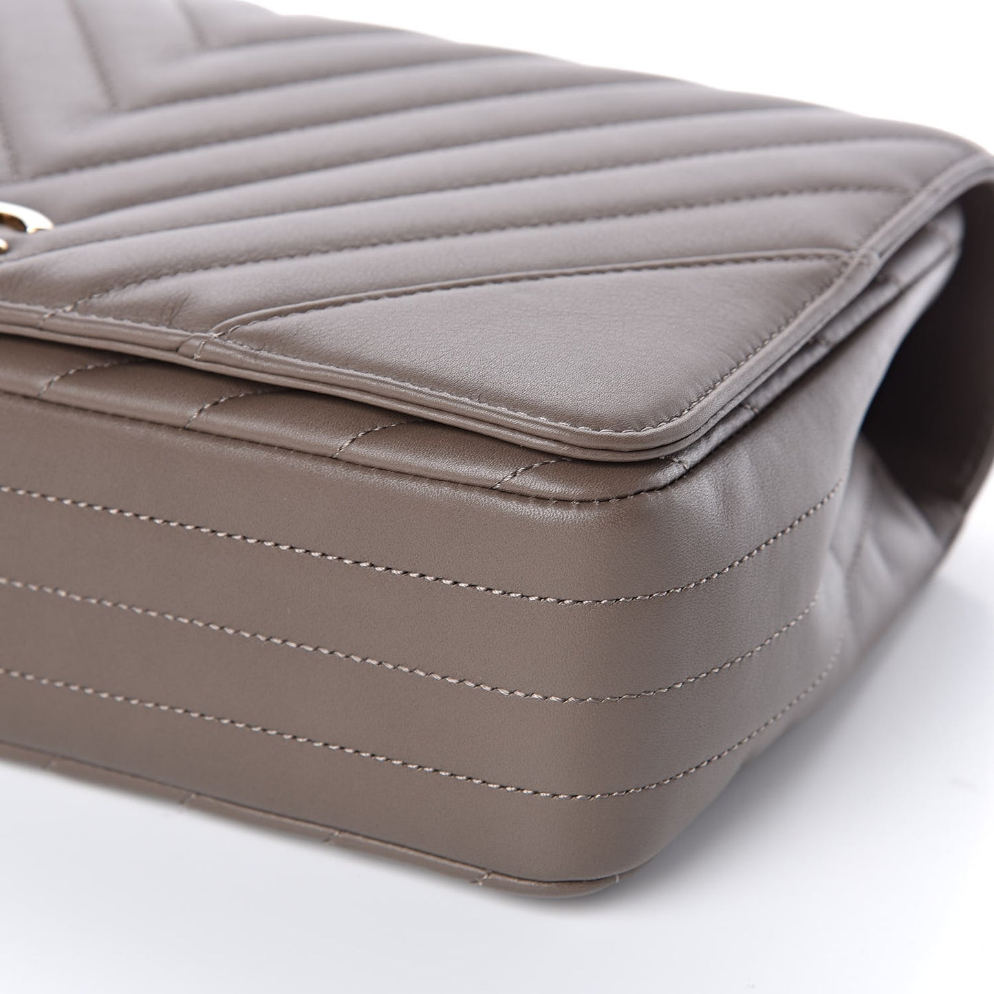 Calfskin Chevron Quilted Medium Statement Flap Khaki