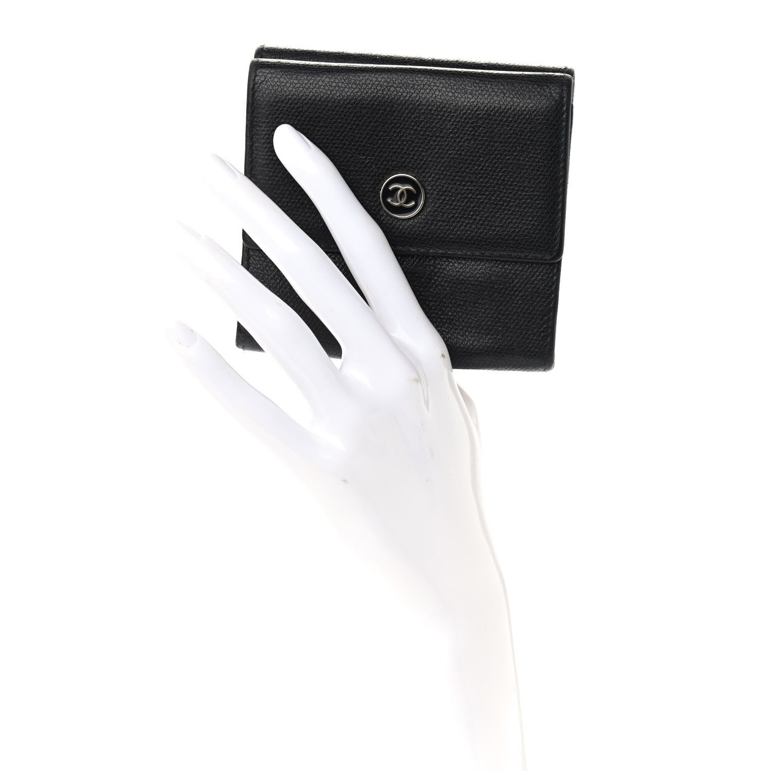 Chanel Grained Calfskin CC Button Flap Wallet Black 2 of 9