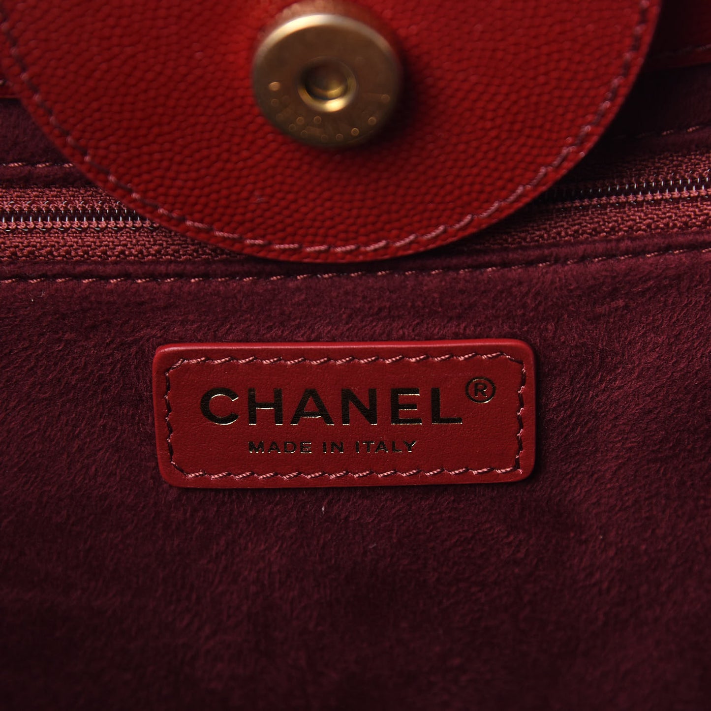 Caviar Small Studded Deauville Tote Burgundy