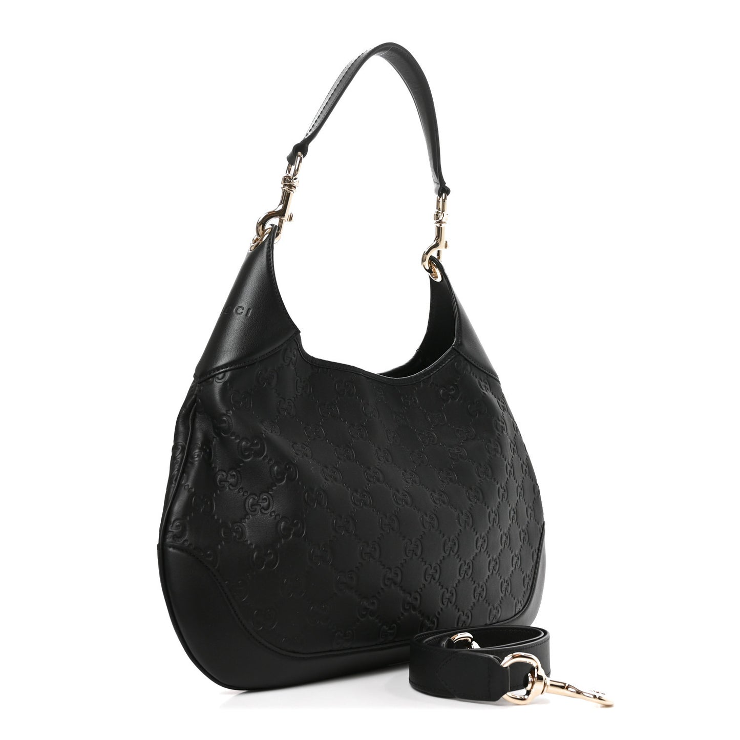 GG Calfskin Embossed B Medium Shoulder Bag Arabella Black