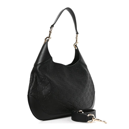 Gucci GG Calfskin Embossed B Medium Shoulder Bag Arabella Black 3 of 10