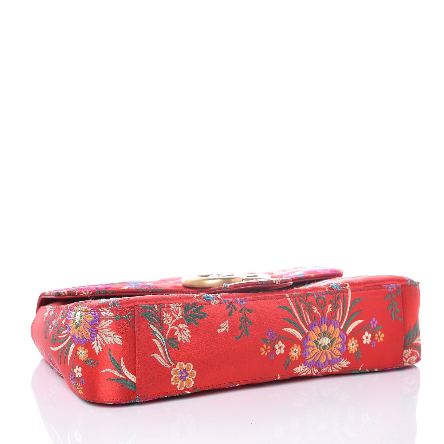 Jacquard Matelasse Floral Medium GG Marmont Shoulder Bag Red