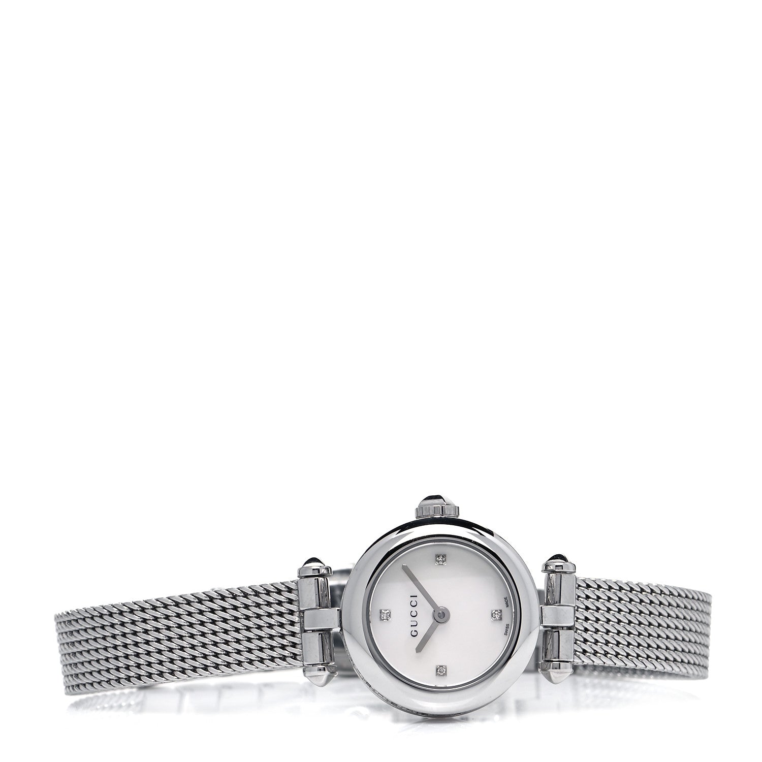 Gucci Stainless Steel Diamond Mother of Pearl 22mm Diamantissima Mesh Quartz Watch 2 of 5
