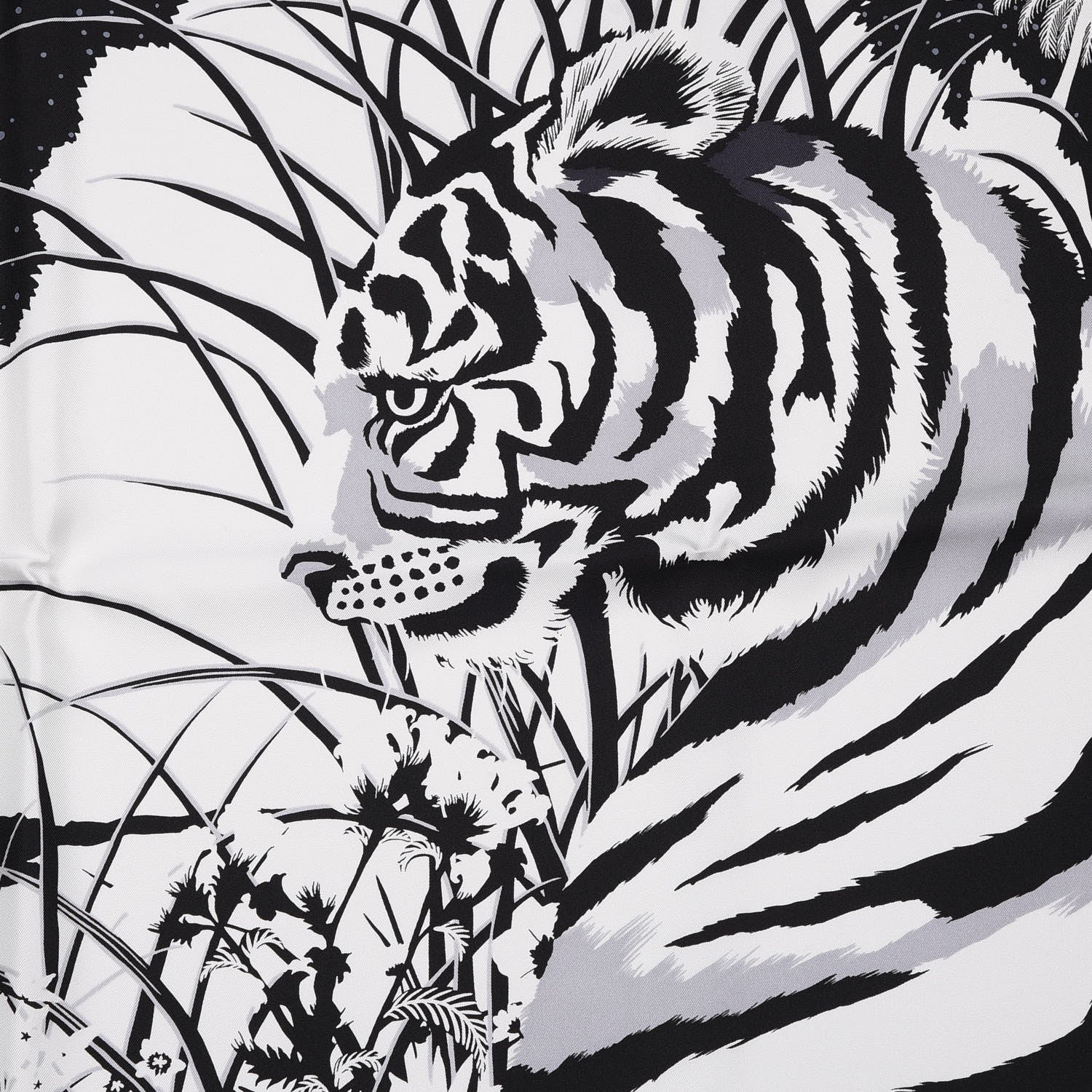 Hermes Silk Tyger Tyger Scarf 90 Noir Blanc Gris 5 of 10