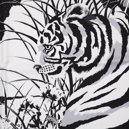 Hermes Silk Tyger Tyger Scarf 90 Noir Blanc Gris 5 of 10