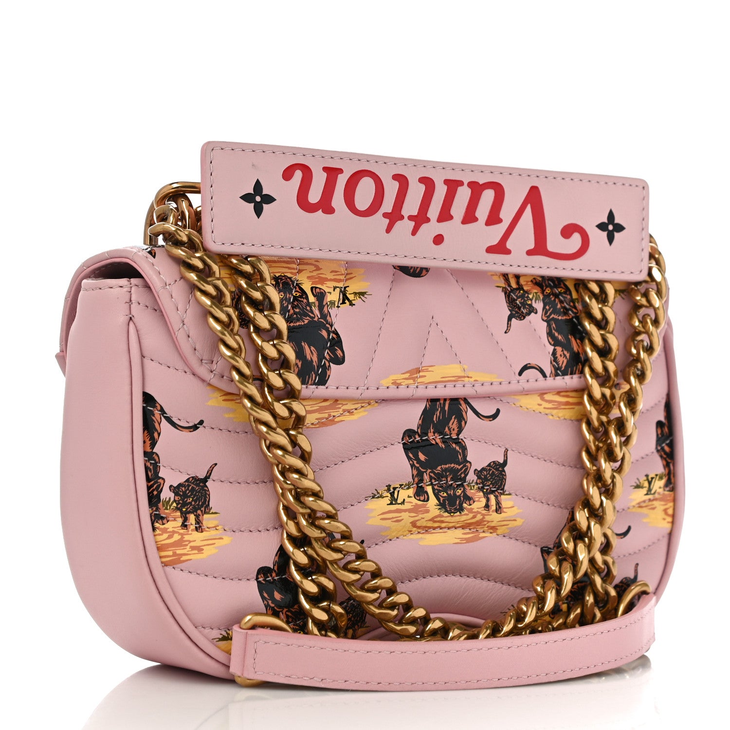 Louis Vuitton Calfskin Leopard Print New Wave Chain PM Light Pink 3 of 11