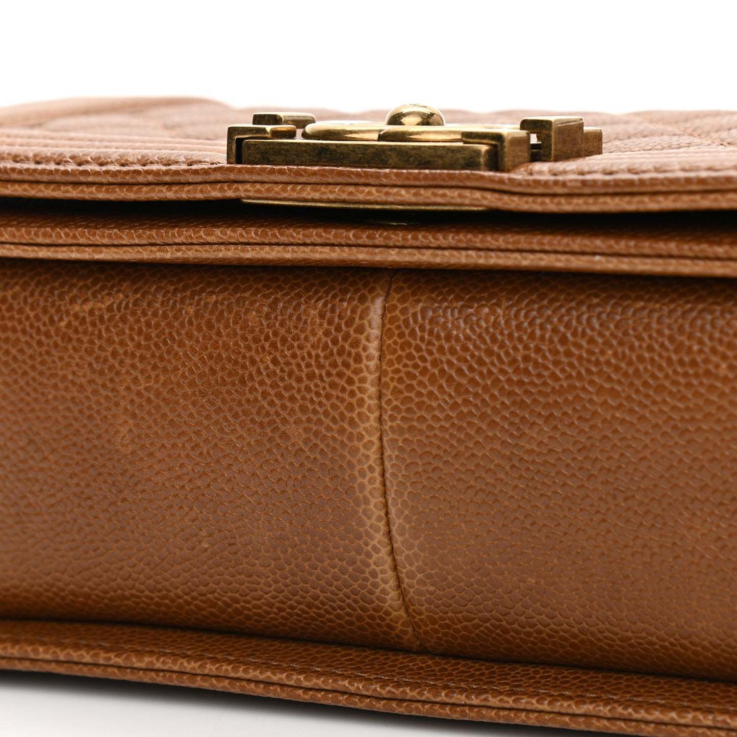 Caviar Quilted Medium Boy Flap Light Brown