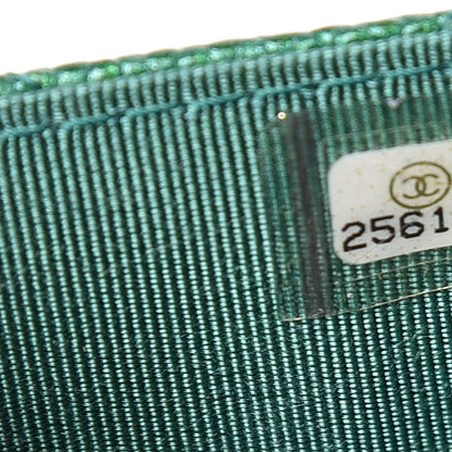 Chanel Metallic Caviar Quilted Flap Card Holder Green 8 of 9