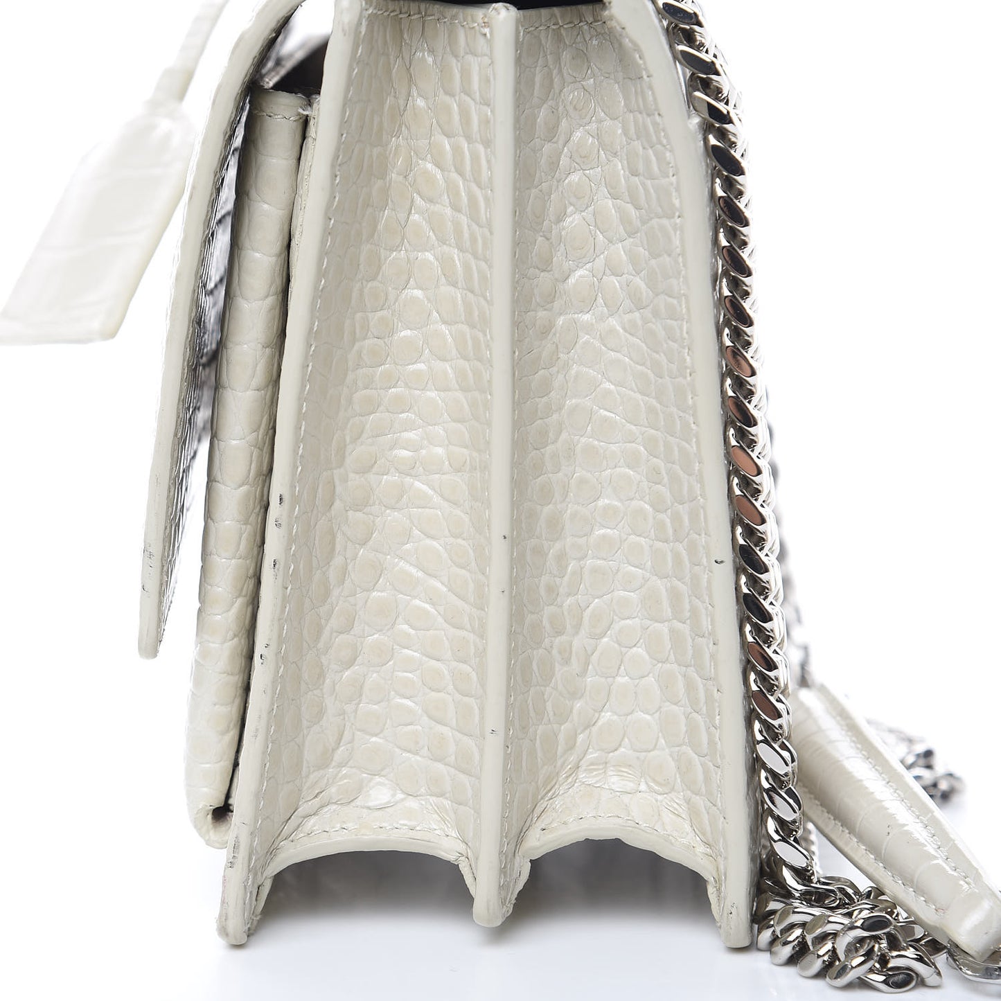 Calfskin Crocodile Embossed Medium Monogram Sunset Icy White