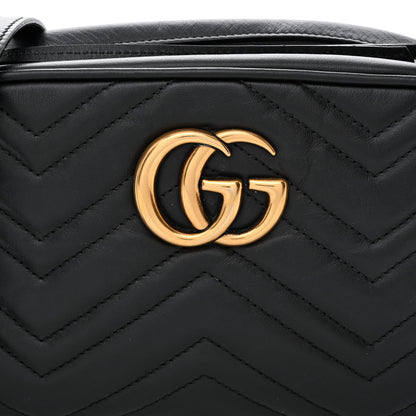 Gucci Calfskin Matelasse Small GG Marmont Chain Shoulder Bag Black 10 of 14